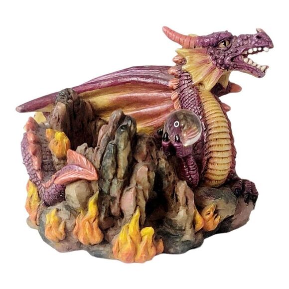 Vtg Purple Dragon Gothic Mythical Resin Candle Holder by Adams Apple Halloween - Picture 5 of 12